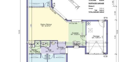 Plan de maison Surface terrain 83 m2 - 5 pièces - 3  chambres -  avec garage 