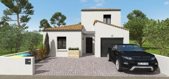 Plan de maison Surface terrain 91 m2 - 4 pièces - 3  chambres -  avec garage 