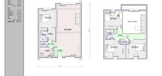 Plan de maison Surface terrain 120 m2 - 5 pièces - 4  chambres -  sans garage 