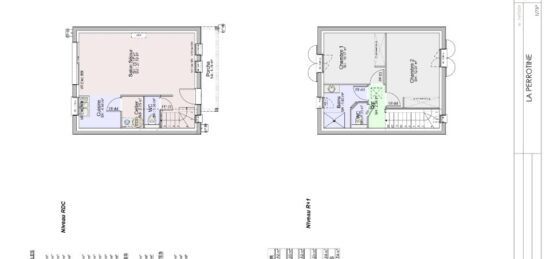 Plan de maison Surface terrain 65 m2 - 3 pièces - 2  chambres -  sans garage 